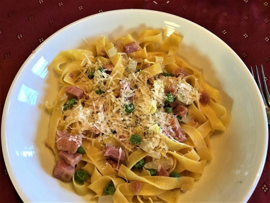 Ham and Peas Fettucini